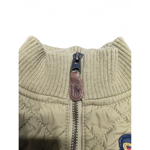 Ralph Lauren Quilted Vest Equine Crest Embroidered Coat Kids 2T Beige Collar IP - Picture 4 of 9